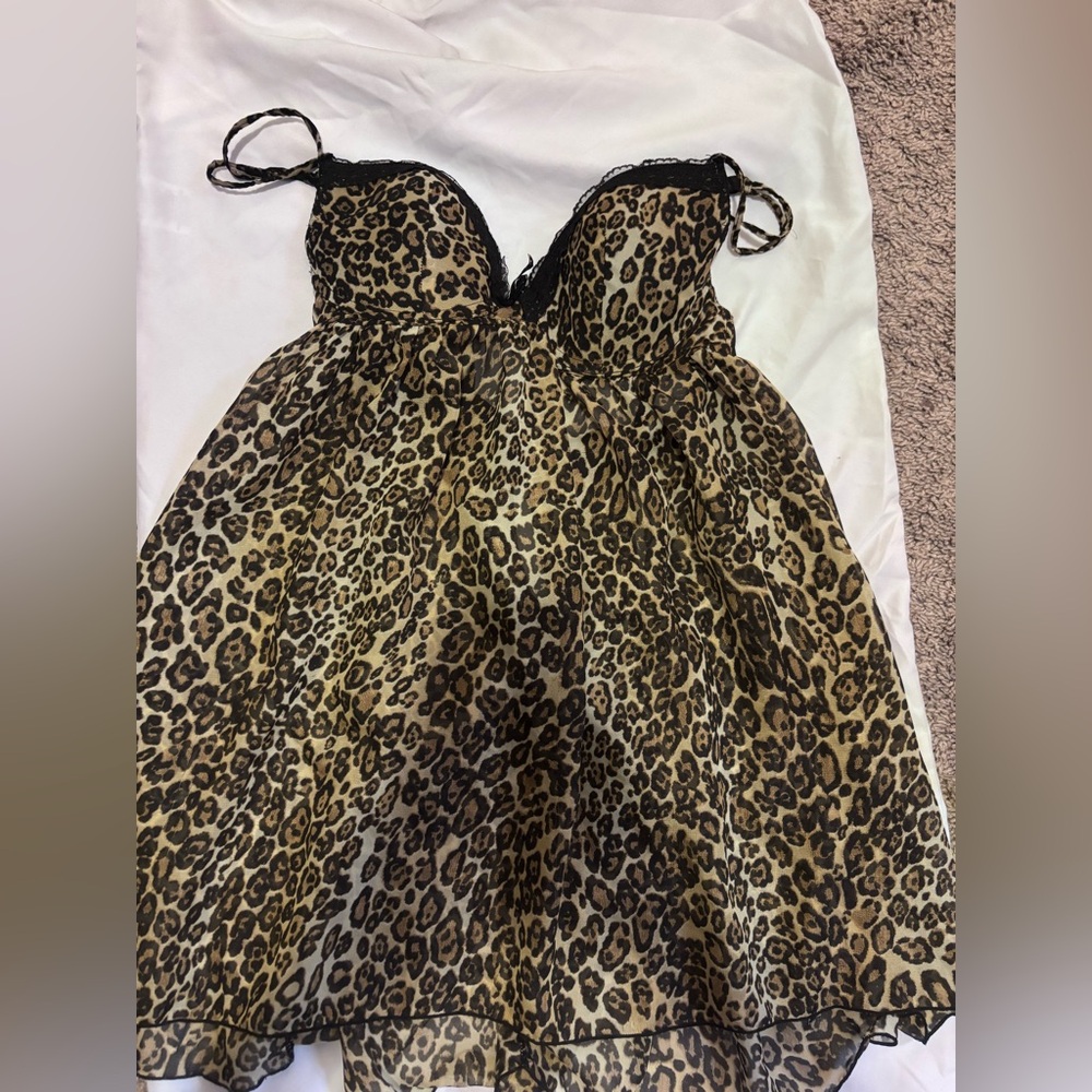 Leopard Print Lingerie with Lace Trim